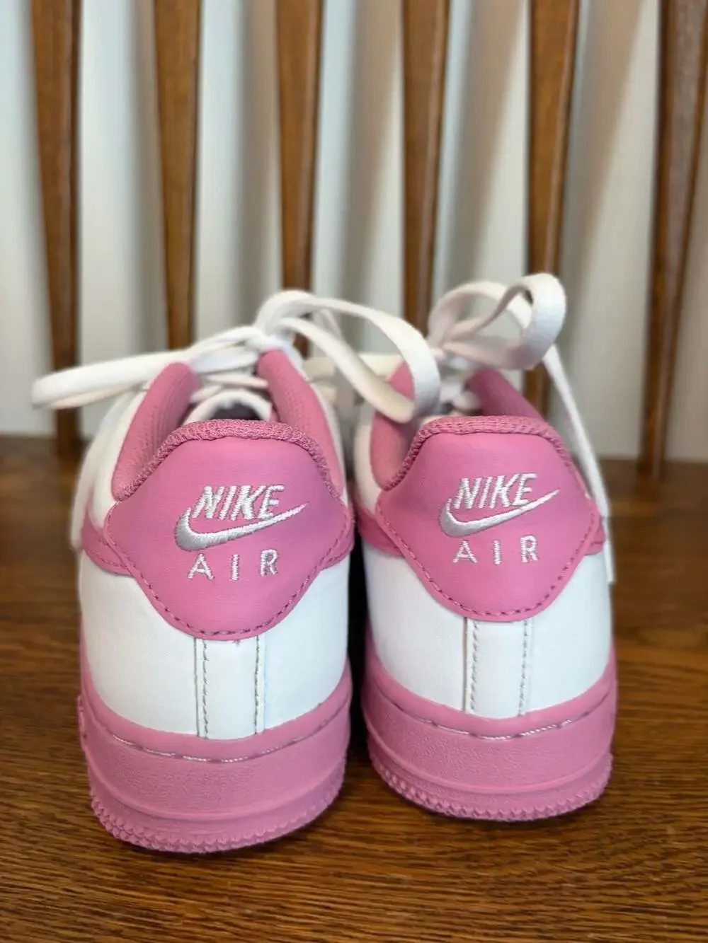 Nike Air Force 1 Low Kids' White and Pink Leather Sneakers